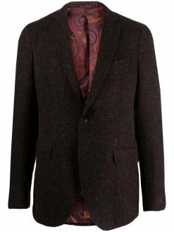ETRO blazer en tweed à simple boutonnage