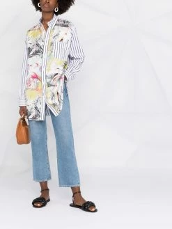 ETRO chemise en soie à fleurs patchwork