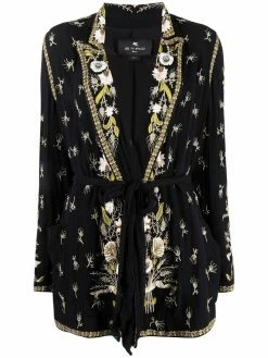 ETRO veste ceinturée à broderies