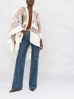 ETRO manteau-cape à fleurs brodées
