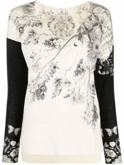 ETRO pull en maille fine à fleurs