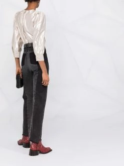 ETRO blouse froncée à effet métallisé