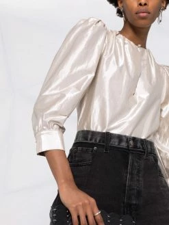 ETRO blouse froncée à effet métallisé