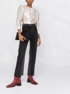 ETRO blouse froncée à effet métallisé