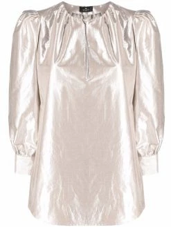 ETRO blouse froncée à effet métallisé