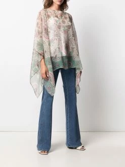 ETRO poncho en chiffon à imprimé cachemire