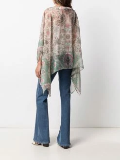 ETRO poncho en chiffon à imprimé cachemire