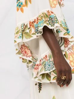 ETRO robe longue en soie à fleurs