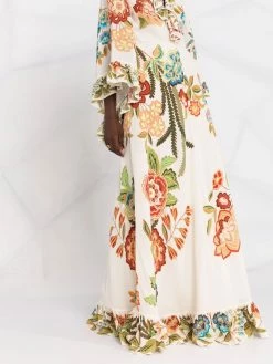 ETRO robe longue en soie à fleurs