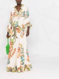 ETRO robe longue en soie à fleurs