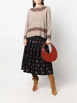 ETRO jupe plissée à motif cachemire en jacquard