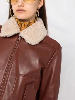 ETRO veste en cuir à col lainé