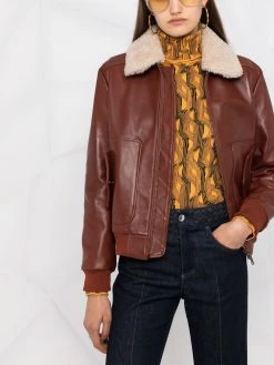 ETRO veste en cuir à col lainé