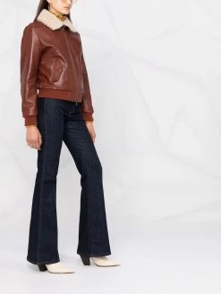 ETRO veste en cuir à col lainé