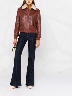 ETRO veste en cuir à col lainé