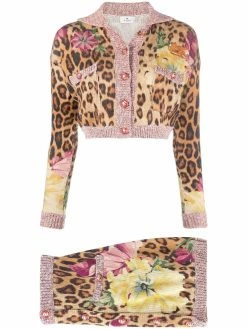ETRO cardigan crop à imprimé léopard