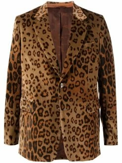 ETRO blazer en velours à imprimé léopard