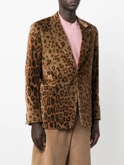 ETRO blazer en velours à imprimé léopard