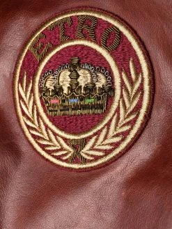 ETRO veste de moto en cuir à patch logo