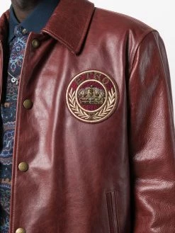 ETRO veste de moto en cuir à patch logo