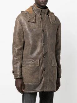 ETRO manteau en cuir à motif cachemire