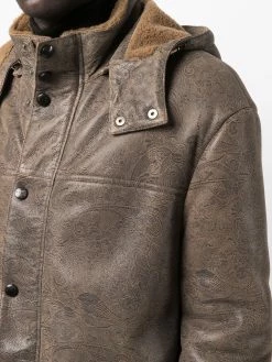 ETRO manteau en cuir à motif cachemire
