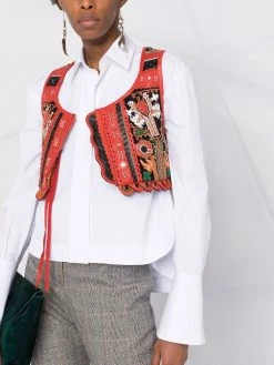 ETRO veston crop à fleurs brodées