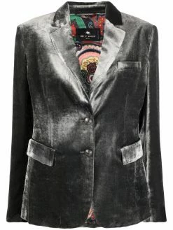 ETRO veste en velours à simple boutonnage