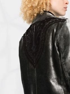 ETRO manteau en velours à motif cachemire