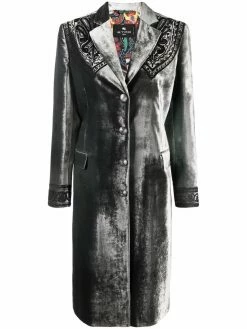 ETRO manteau en velours à motif cachemire