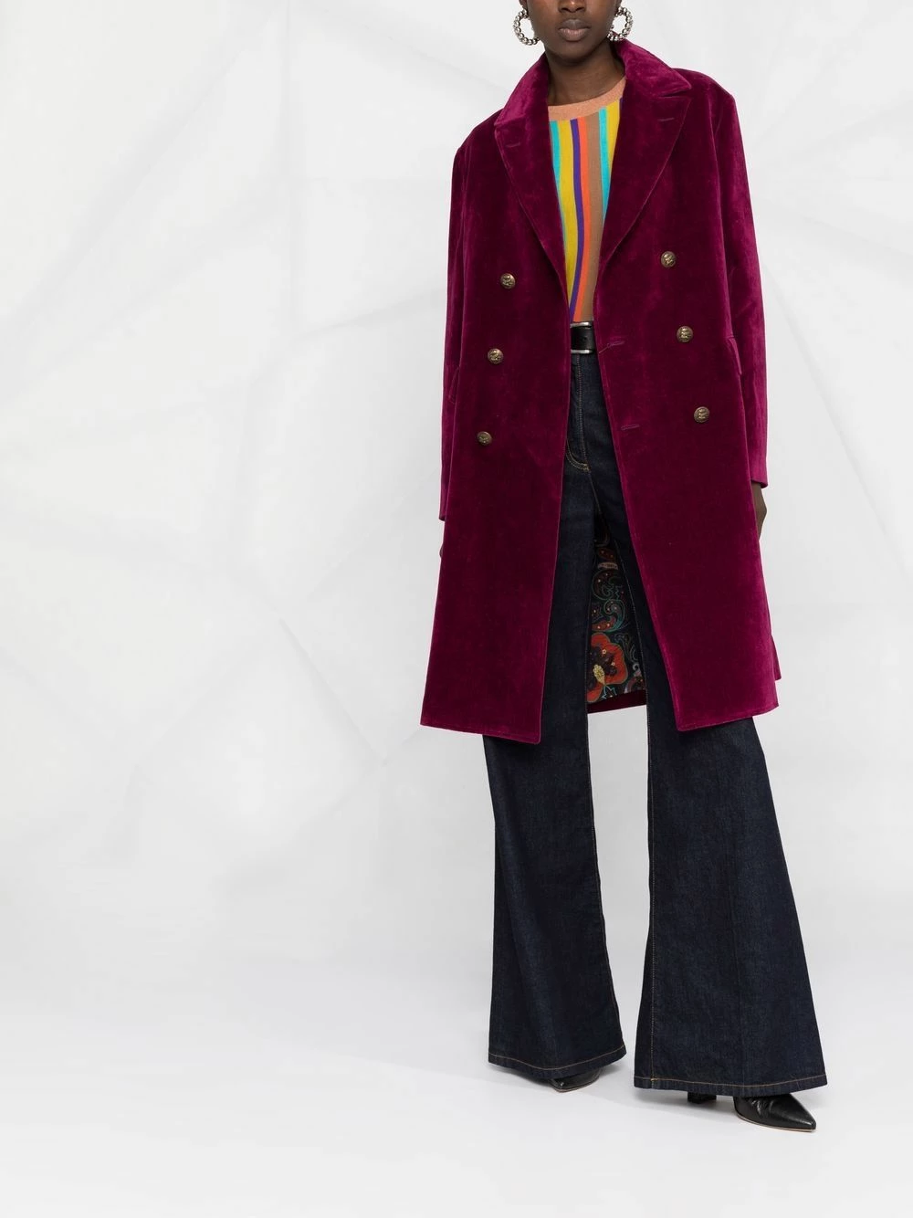 ETRO Qualité garantie 100% Manteau en velours à boutonnière croisée manteaux croisés & cabans femme 2 ETRO manteau en velours à boutonnière croisée
