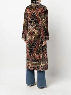 ETRO manteau en velours à taille ceinturée
