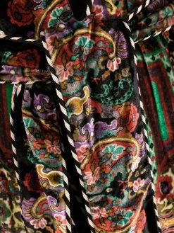 ETRO manteau en velours à taille ceinturée