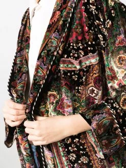 ETRO manteau en velours à taille ceinturée