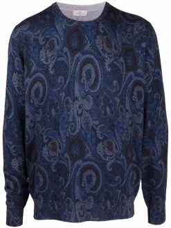 ETRO pull en maille à imprimé cachemire