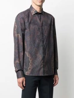 ETRO chemise en satin à imprimé cachemire