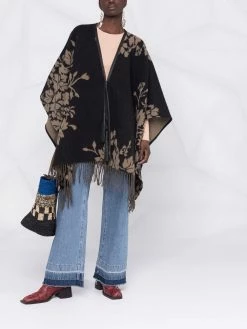 ETRO cape frangée à motif végétal