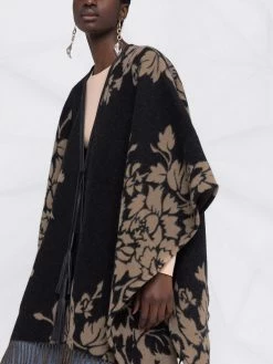 ETRO cape frangée à motif végétal