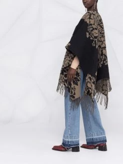 ETRO cape frangée à motif végétal