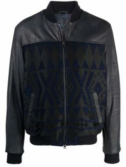 ETRO veste bomber en cuir Nappa à motif géométrique