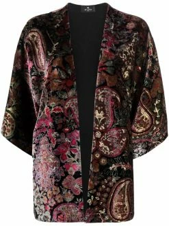 ETRO poncho en velours à fleurs