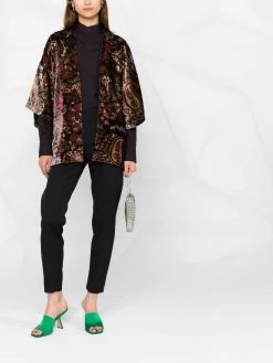 ETRO poncho en velours à fleurs