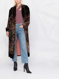 ETRO manteau en velours à fleurs