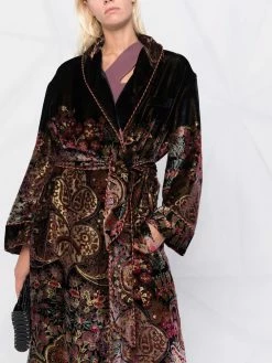 ETRO manteau en velours à fleurs