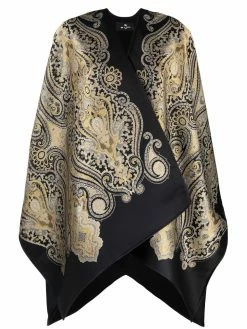 ETRO poncho drapé à motif cachemire