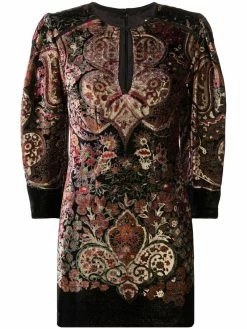 ETRO robe courte en velours à motif cachemire