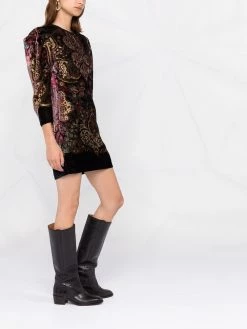 ETRO robe courte en velours à motif cachemire