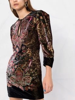 ETRO robe courte en velours à motif cachemire