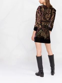 ETRO robe courte en velours à motif cachemire