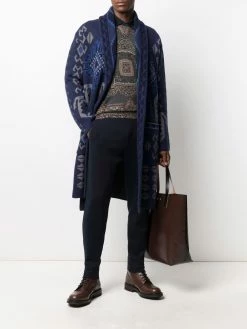 ETRO cardigan ceinturé en maille intarsia